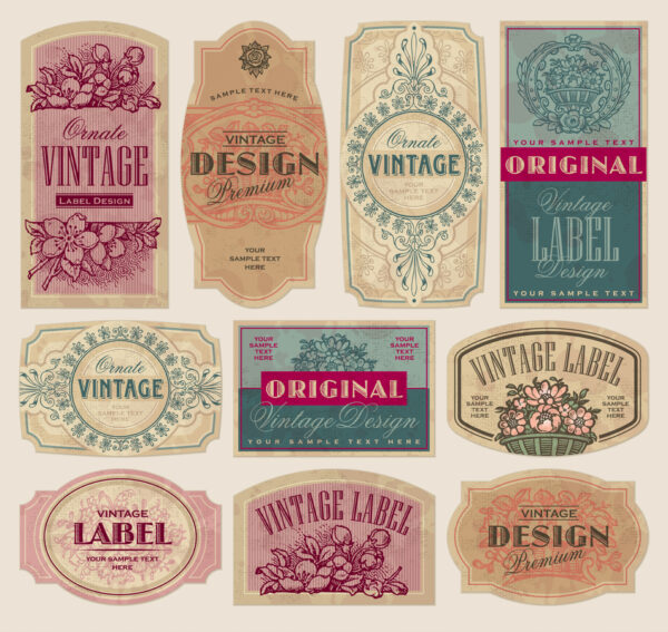 Vintage floral Labels.