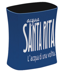A blue box with the words Santa Rita.